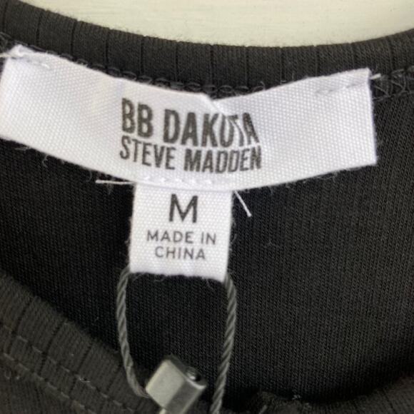 Steve Madden BB Dakota NEW Trish Ribbed Black Button Long Sleeve Pencil Dress M - Picture 3 of 7